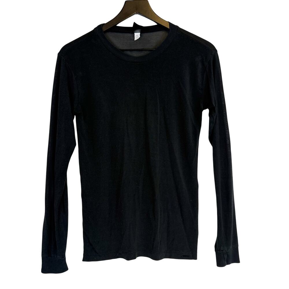 REI Mens 100% Silk Baselayer Long Sleeve Shirt Top Black - M